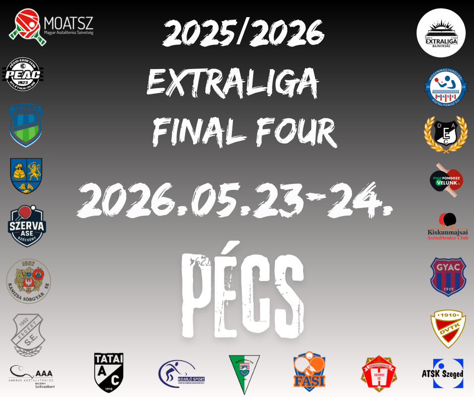 Pécs rendezi a 2025/2026-os asztalitenisz Extraliga Final Four küzdelmeit